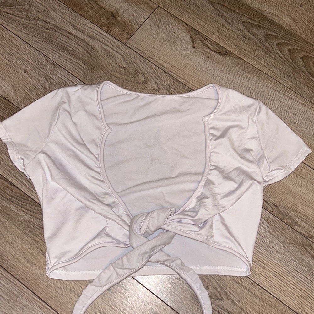 School girl k*nty white crop tee